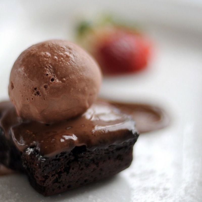 Glenside Hotel Chocolate Brownie has been one of our most popular desserts for many years.  Everyone loves chocolate brownies and the Glenside Hotel Chocolate Brownie will not disappoint.  Whether you're sharing or having one all to yourself, our brownie with a scoop of ice cream is the perfect end to a perfect meal.